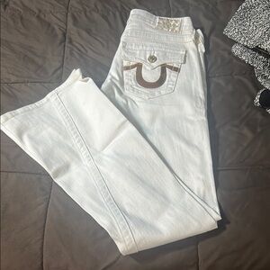 True Religion Women's Cream Boot Cut Jeans